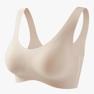 Halova Seamless Nude Cream Tan Bra Removable Pads Women’s SZ L NEW